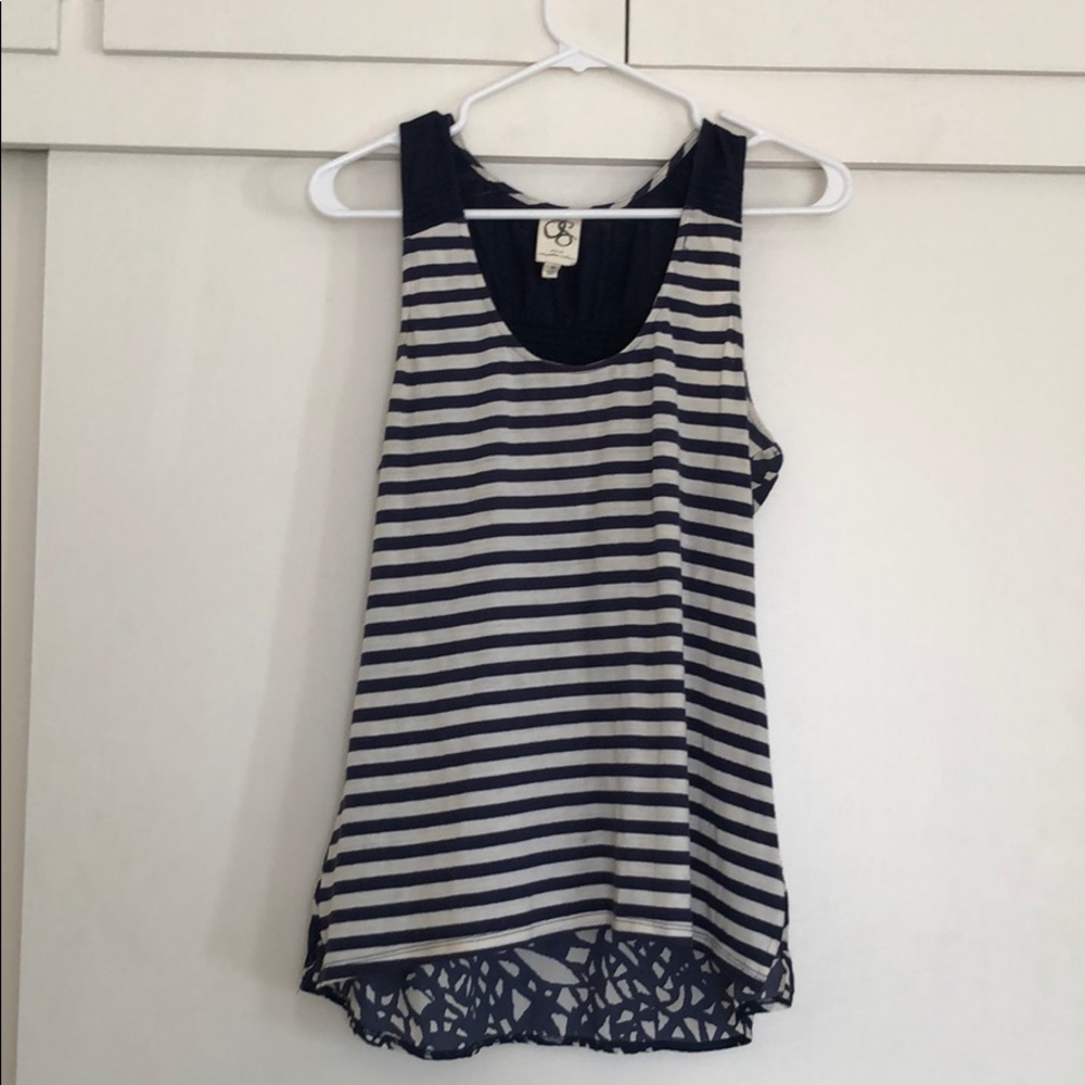 Anthro navy striped tank top- size M